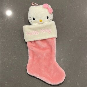 Vintage Hello Kitty Sanrio Pink Fuzzy Christmas Holiday Stocking